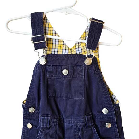 Vintage Gymboree Y2K Overalls Size 18 - 24 M Boys Navy Plaid Boat Pockets Sailor - Picture 2 of 8